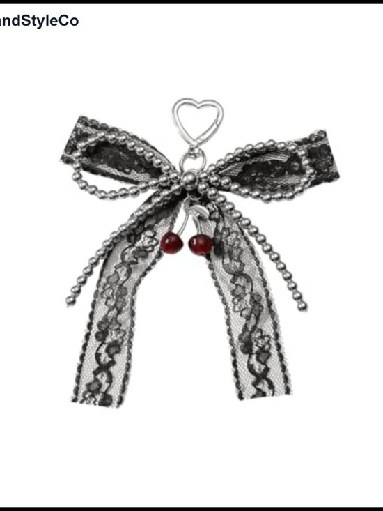 Accessories - Ribbon Bow Metal Keychain Bag Charm Claw Clasp